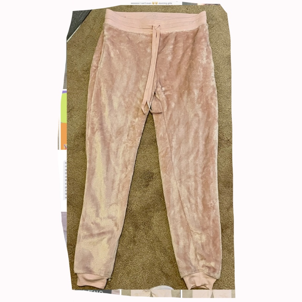 Pink fuzzy pants